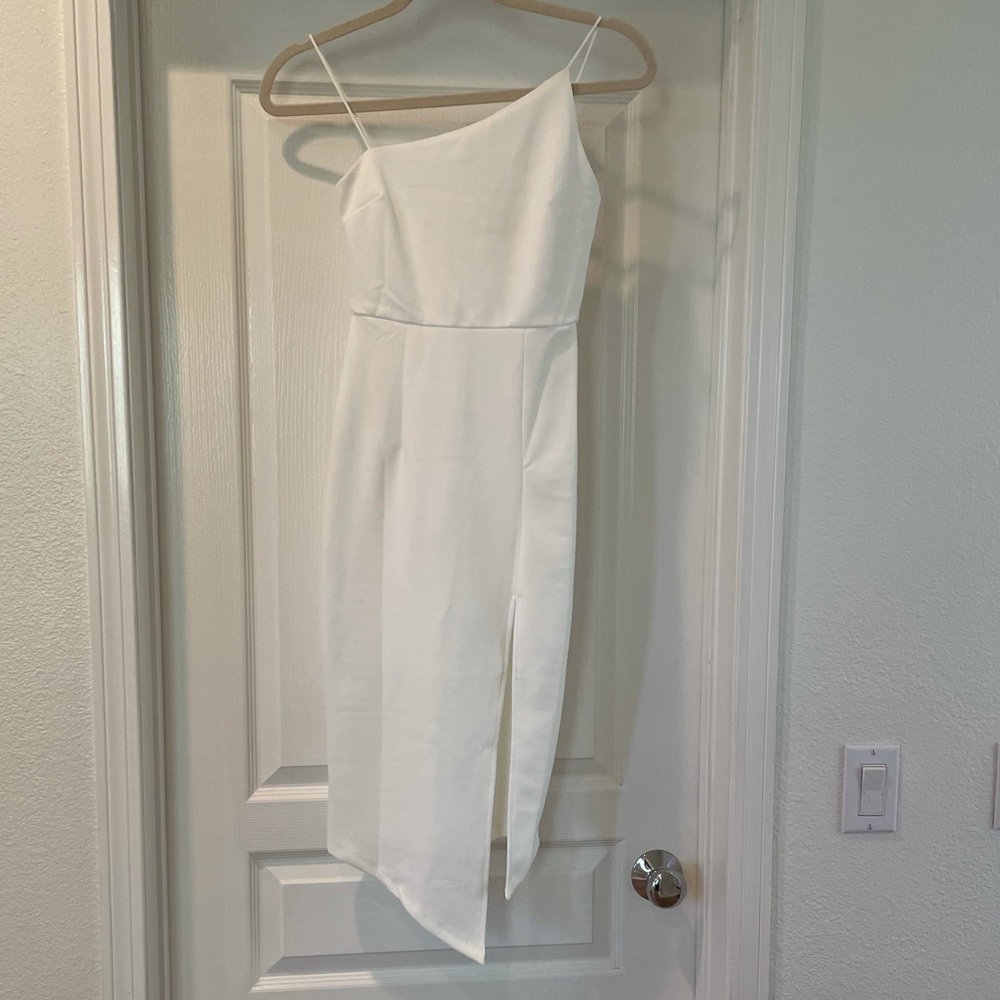 Asymmetrical midi bodycon dress